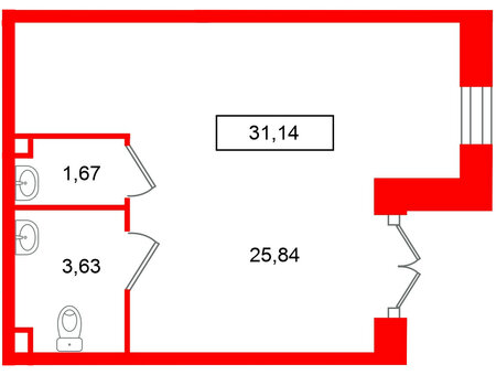 Помещение в ЖК Имена, 31.14 м², 1 этаж