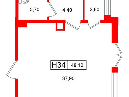 Помещение в ЖК Геометрия, 48.1 м², 2 этаж