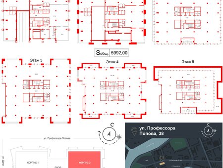 Помещение в ЖК БЦ Попова 38, 5992 м²