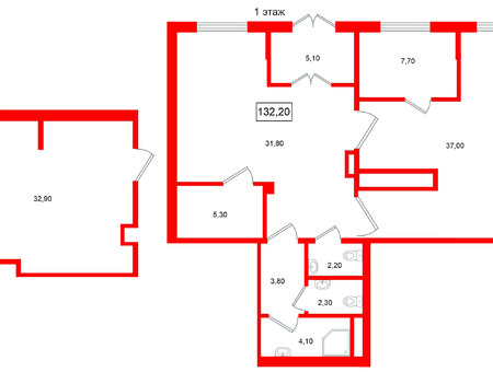Помещение в ЖК GREENЛАНДИЯ 2, 132.2 м², 1 этаж