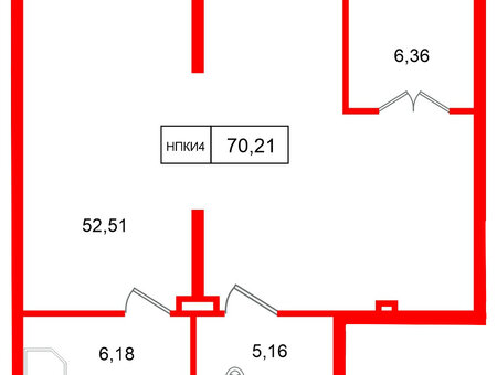 Помещение в ЖК Заречный парк, 70.21 м², 1 этаж