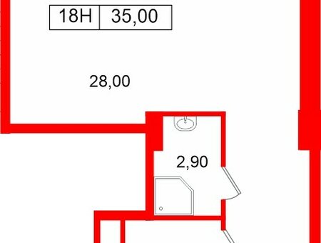 Помещение в ЖК Большая Охта., 35 м², 2 этаж