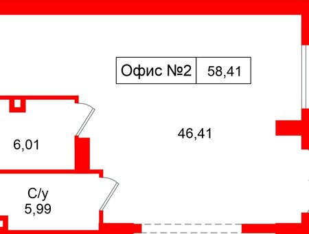Помещение в ЖК Речной квартал, 58.41 м², 1 этаж
