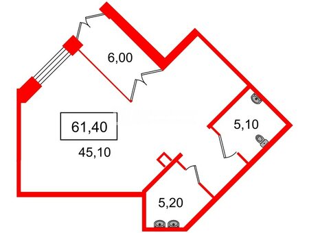 Помещение в ЖК Листва, 61.4 м², 1 этаж