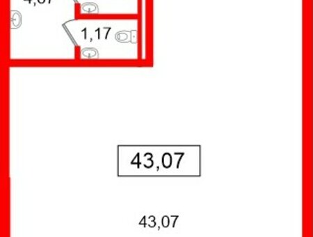 Помещение в ЖК Саан, 43.07 м², 6 этаж