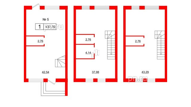 Квартира в ЖК Алгоритм.Стрельна, 1 комнатная, 137.6 м², 1 этаж