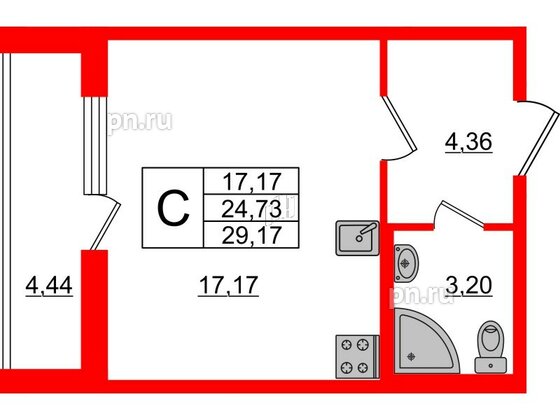 Квартира в ЖК ЦДС Parkolovo, студия, 24.73 м², 11 этаж