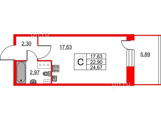 Квартира в ЖК Аквилон Stories, студия, 24.5 м², 11 этаж