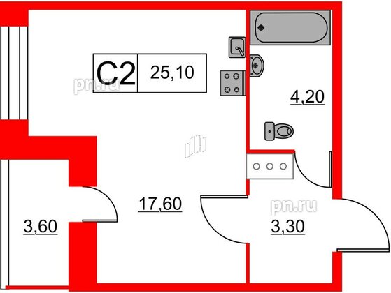 Квартира в ЖК Аквилон Stories, студия, 26.9 м², 11 этаж