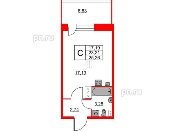 Квартира в ЖК Аквилон Stories, студия, 25.1 м², 11 этаж