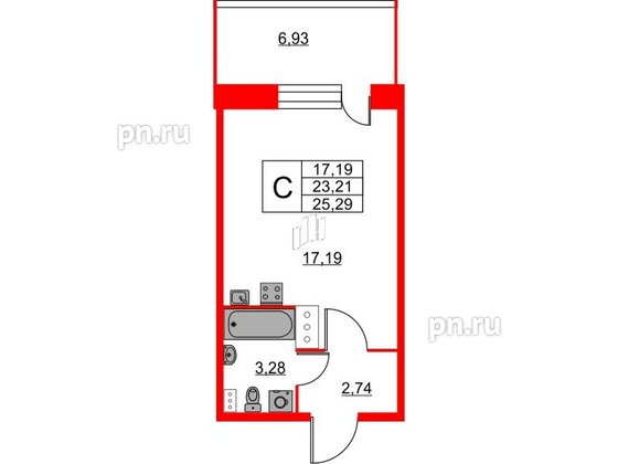 Квартира в ЖК Аквилон Stories, студия, 25 м², 11 этаж