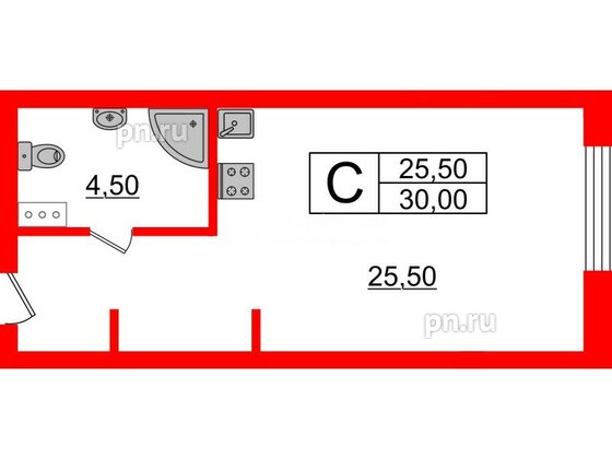 Апартаменты в ЖК Инвест-отель «IN2IT», студия, 27.91 м², 4 этаж
