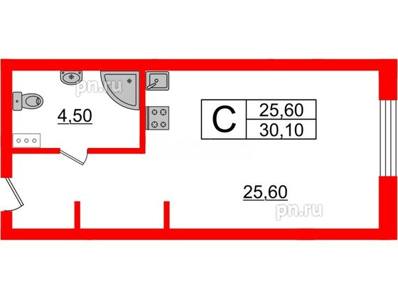Апартаменты в ЖК Инвест-отель «IN2IT», студия, 27.91 м², 5 этаж