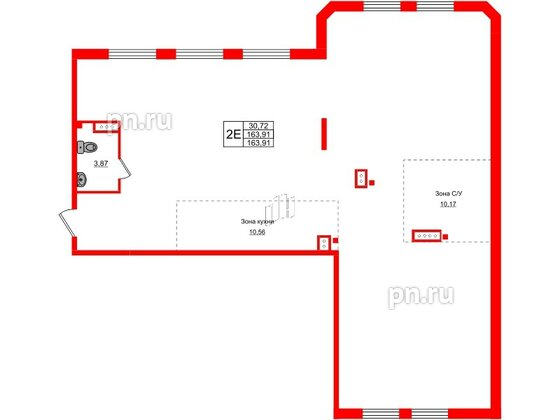 Квартира в ЖК AMO, 1 комнатная, 163.91 м², 6 этаж