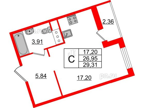 Квартира в ЖК ЦДС Новые горизонты-2, студия, 26.95 м², 8 этаж