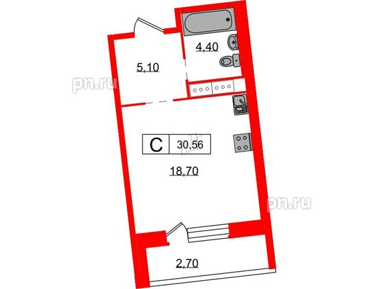 Квартира в ЖК 'Звёзды Столиц', студия, 28.2 м², 16 этаж