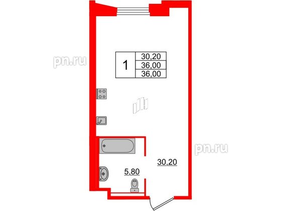 Апартаменты в ЖК Moskovsky Avenir, студия, 36 м², 5 этаж