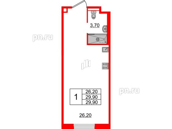 Апартаменты в ЖК Moskovsky Avenir, студия, 29.9 м², 9 этаж