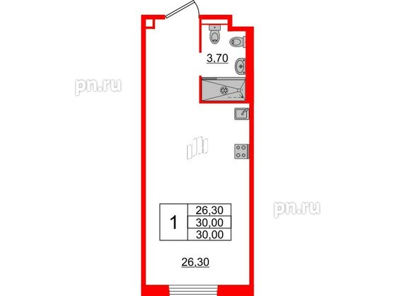 Апартаменты в ЖК Moskovsky Avenir, студия, 30 м², 9 этаж