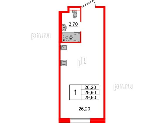 Апартаменты в ЖК Moskovsky Avenir, студия, 29.9 м², 9 этаж