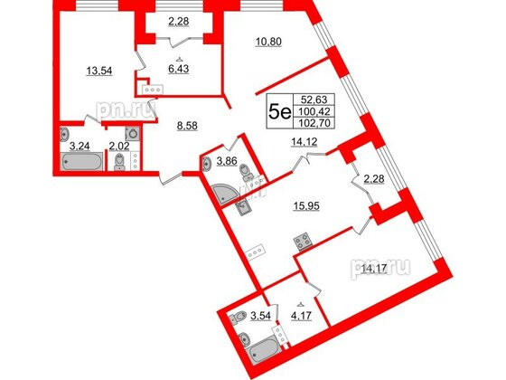 Квартира в ЖК ID Парк Победы, 4 комнатная, 102.7 м², 11 этаж