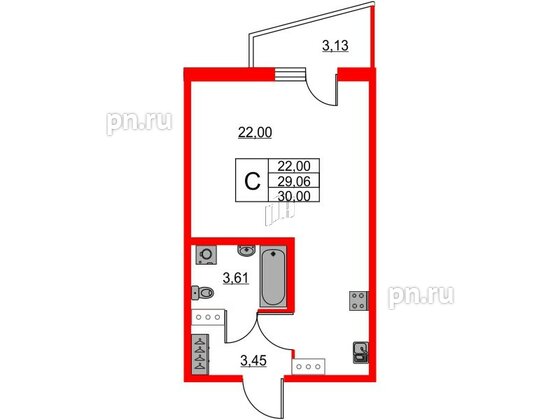 Квартира в ЖК Новоантропшино, студия, 30 м², 2 этаж