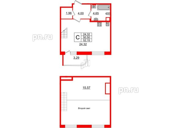 Квартира в ЖК Энфилд, студия, 52.15 м², 1 этаж