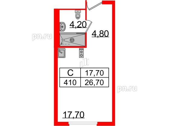 Апартаменты в ЖК ARTStudio M103, студия, 25.8 м², 4 этаж