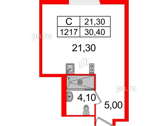 Апартаменты в ЖК ARTStudio M103, студия, 29.5 м², 12 этаж