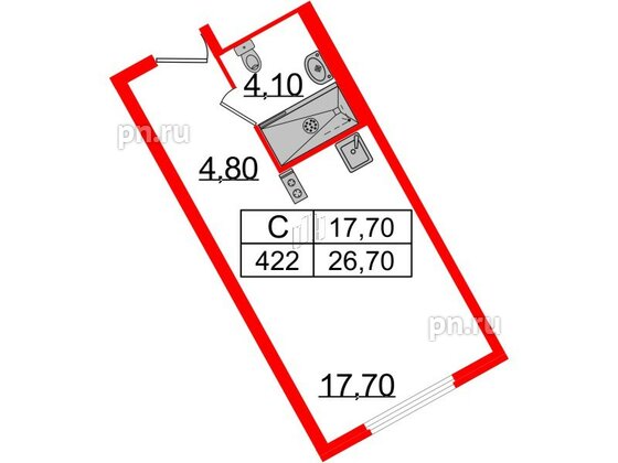 Апартаменты в ЖК ARTStudio M103, студия, 25.8 м², 4 этаж