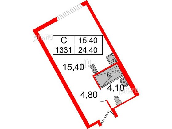 Апартаменты в ЖК ARTStudio M103, студия, 23.8 м², 13 этаж