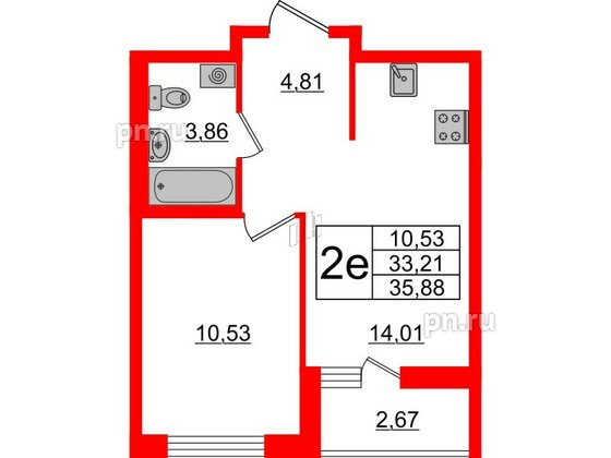 Квартира в ЖК ЦДС Новосаратовка «Город первых», 1 комнатная, 33.21 м², 9 этаж