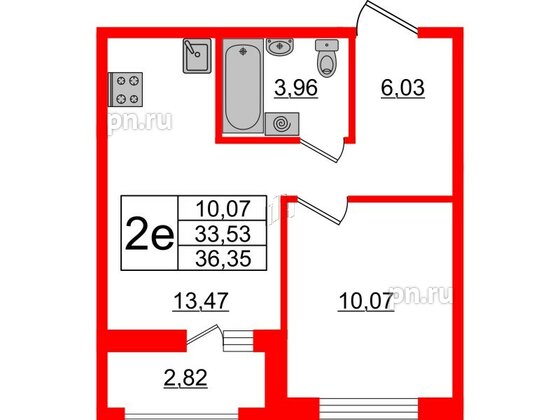 Квартира в ЖК ЦДС Мурино Space, 1 комнатная, 33.53 м², 17 этаж