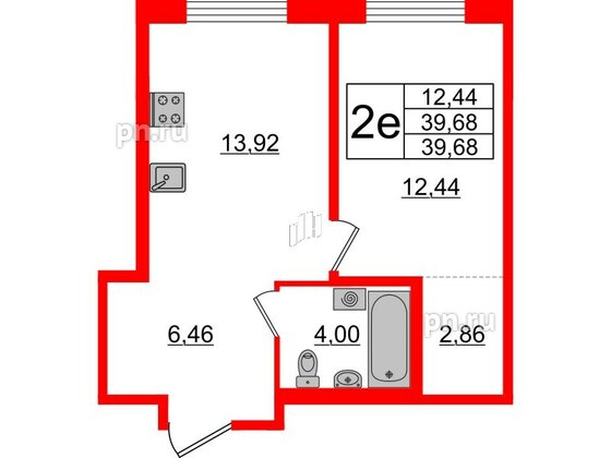 Квартира в ЖК ЦДС Мурино Space, 1 комнатная, 39.68 м², 1 этаж