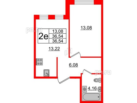 Квартира в ЖК ЦДС Мурино Space, 1 комнатная, 36.54 м², 1 этаж