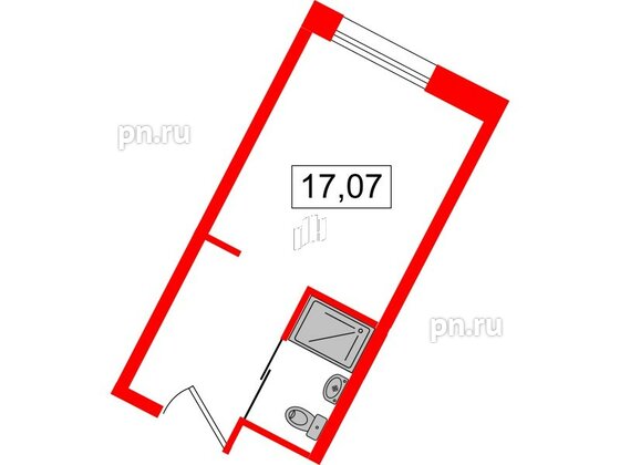 Апартаменты в ЖК Вертикаль на Московской (корп.1), студия, 16.7 м², 26 этаж