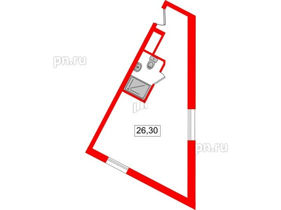 Апартаменты в ЖК Вертикаль на Московской (корп.1), студия, 25.8 м², 6 этаж