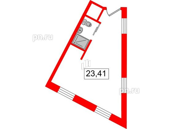 Апартаменты в ЖК Вертикаль на Московской (корп.1), студия, 26 м², 11 этаж