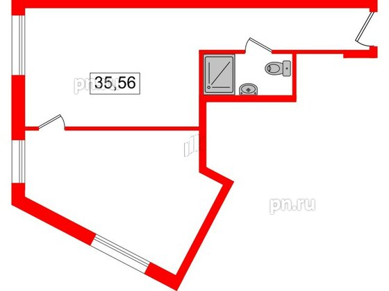 Апартаменты в ЖК Вертикаль на Московской (корп.1), студия, 35.4 м², 5 этаж