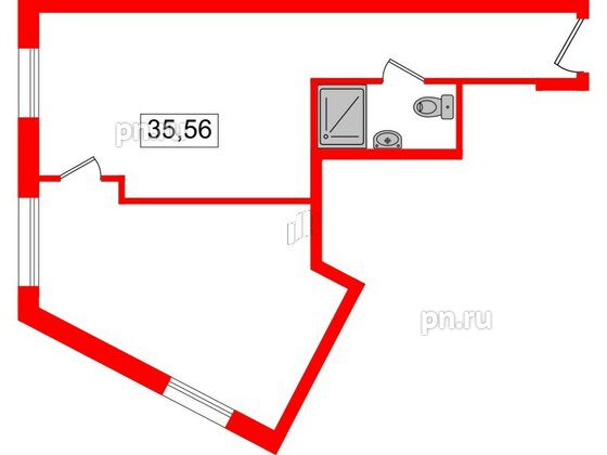 Апартаменты в ЖК Вертикаль на Московской (корп.1), студия, 35.3 м², 6 этаж