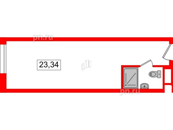 Апартаменты в ЖК Вертикаль на Московской (корп.1), студия, 23.1 м², 16 этаж