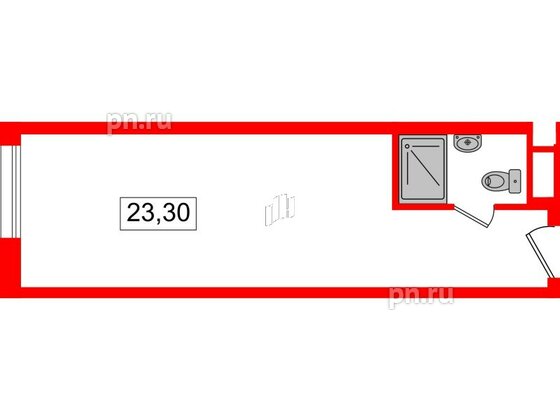 Апартаменты в ЖК Вертикаль на Московской (корп.1), студия, 22.9 м², 13 этаж