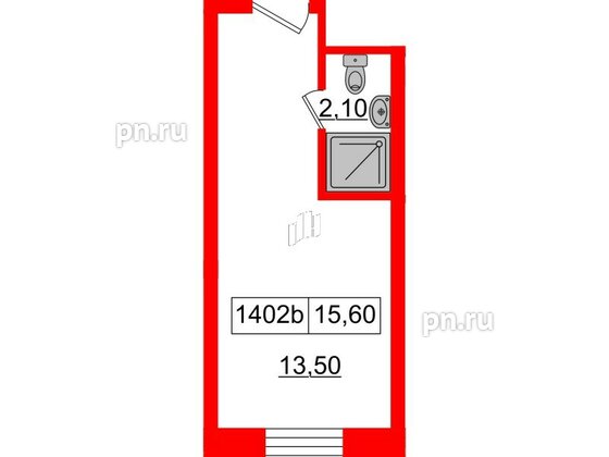 Апартаменты в ЖК Вертикаль на Лесной, студия, 16.8 м², 14 этаж