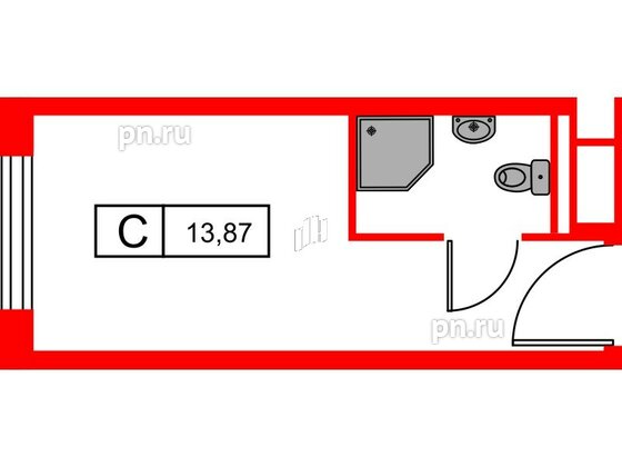 Апартаменты в ЖК Вертикаль на Московской (корп.2), студия, 13.87 м², 9 этаж