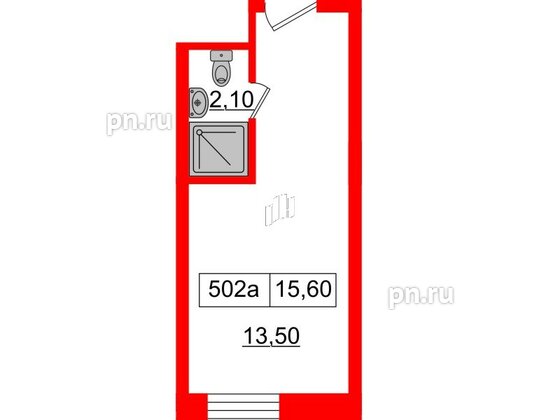 Апартаменты в ЖК Вертикаль на Лесной, студия, 16.9 м², 5 этаж