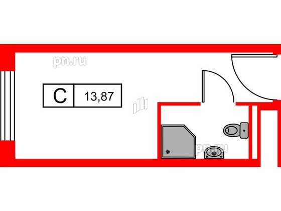 Апартаменты в ЖК Вертикаль на Московской (корп.2), студия, 13.87 м², 9 этаж