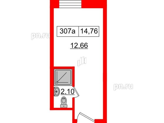 Апартаменты в ЖК Вертикаль на Лесной, студия, 14.8 м², 3 этаж