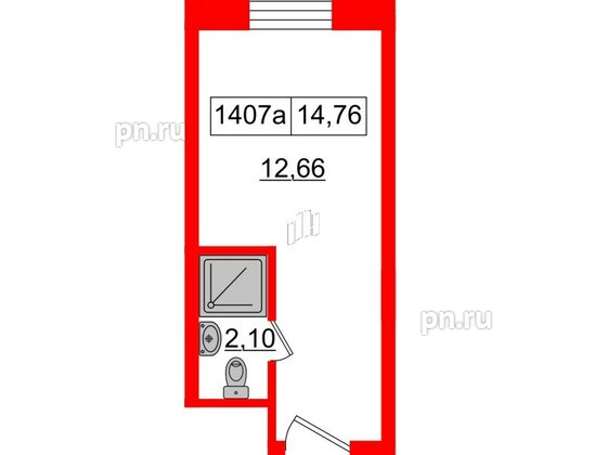 Апартаменты в ЖК Вертикаль на Лесной, студия, 14.95 м², 14 этаж