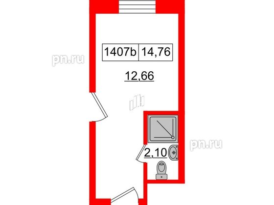 Апартаменты в ЖК Вертикаль на Лесной, студия, 14.95 м², 14 этаж