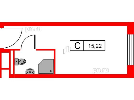 Апартаменты в ЖК Вертикаль на Московской (корп.2), студия, 15.22 м², 12 этаж